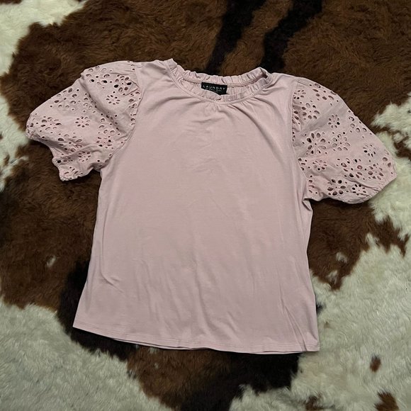 Pink Top With Eyelet Sleeves - Picture 1 of 3